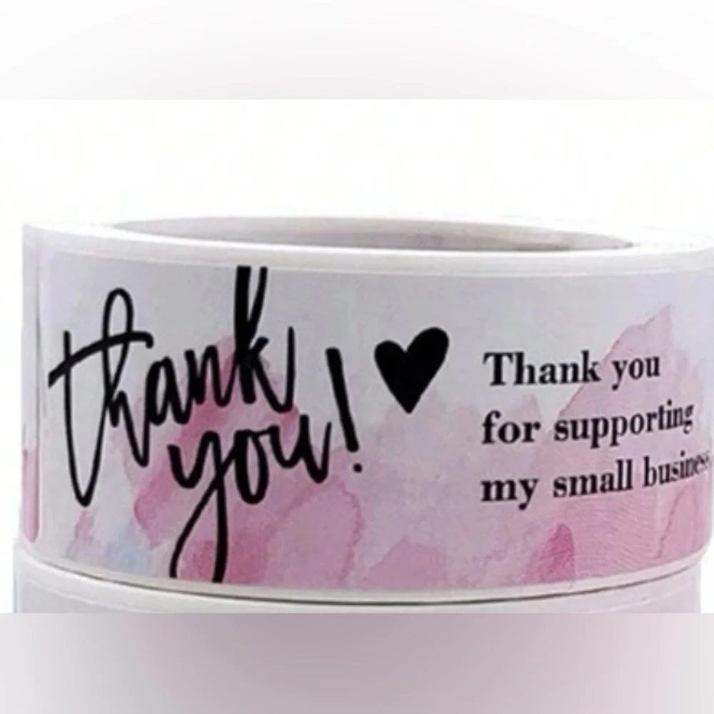 1 Roll 120pcs Thank You Stickers, Rectangular Shape